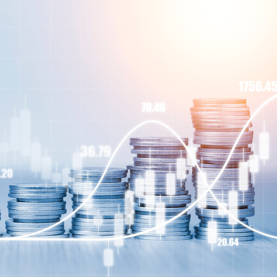 Stock market investment and business profit concept, Double expo