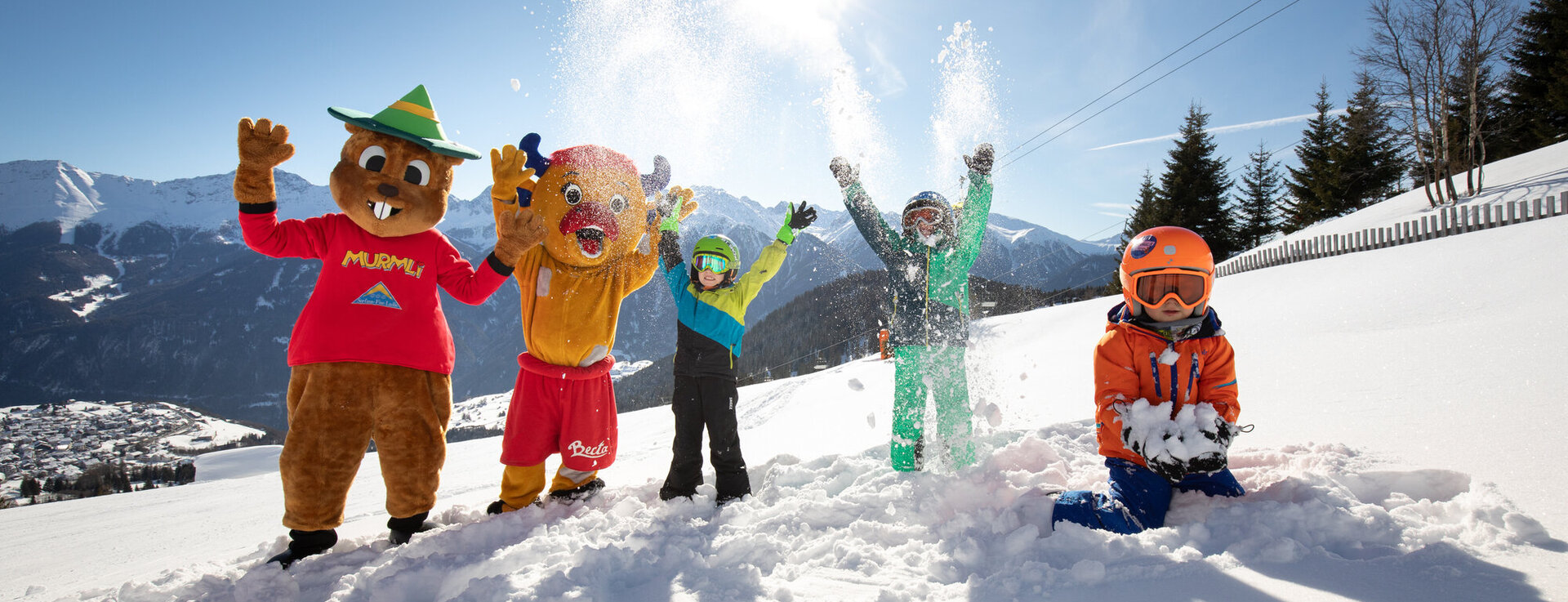Murmli und Berta im Skigebiet von Serfaus-Fiss-Ladis