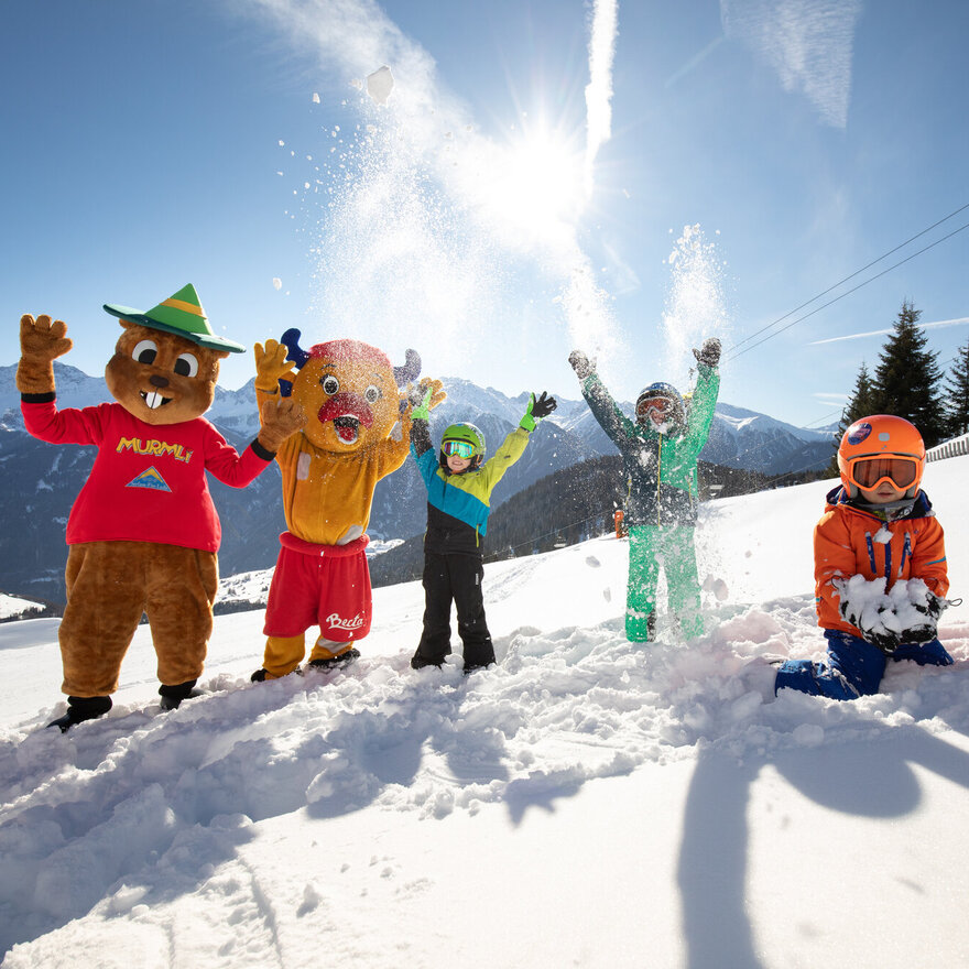 Murmli und Berta im Skigebiet von Serfaus-Fiss-Ladis